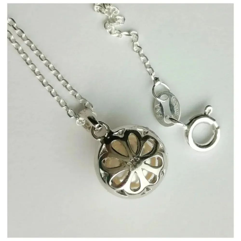 White cultured pearl pendant necklace with cz halo NEW - Picture 2 of 5